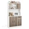 White Walnut Buffet Sideboard Kitchen Storage 9 Shelves USB AC Outlets